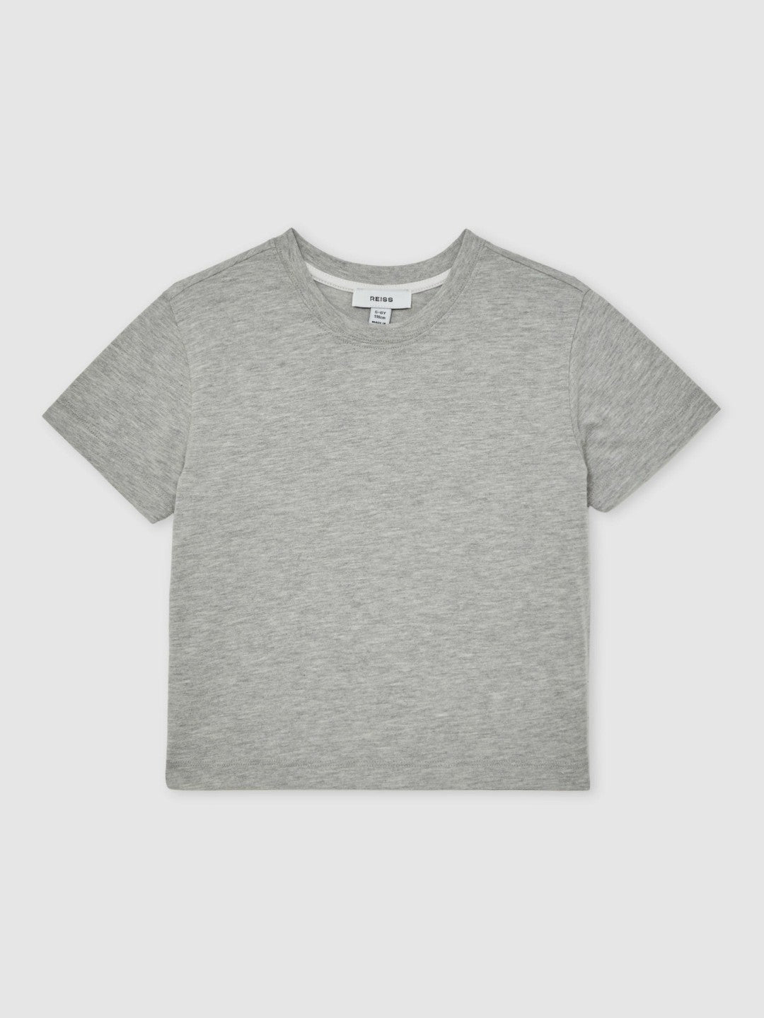 13-14 yrs Cotton-Blend Crew-Neck T-Shirt in Grey Marl Children & Baby | Reiss