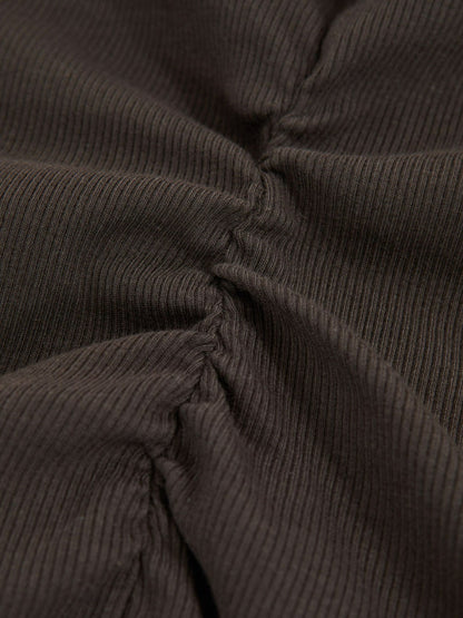 Ribbed Ruched Waist Vest in Chocolate Women | Reiss