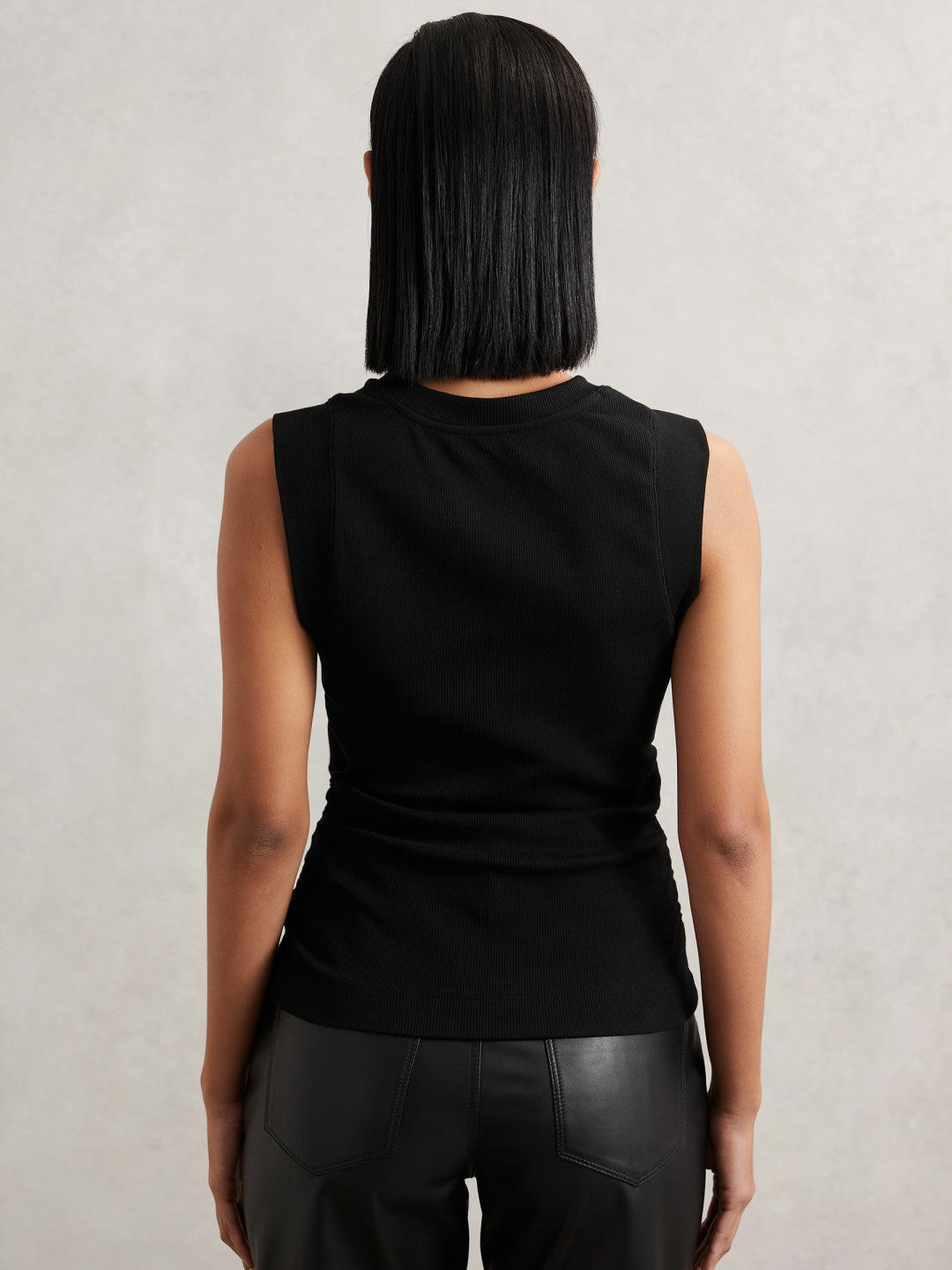 Ribbed Ruched Waist Vest in Black Women | Reiss
