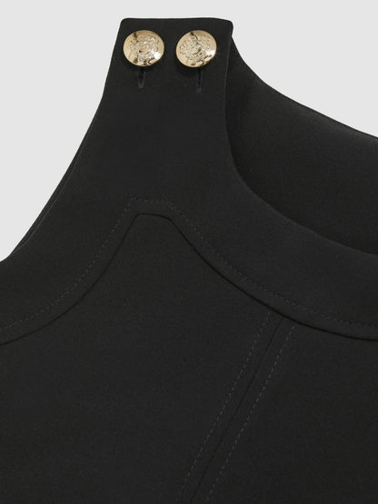 9-13 yrs Button-Detail Sleeveless Shift Dress in Black Children & Baby | Reiss