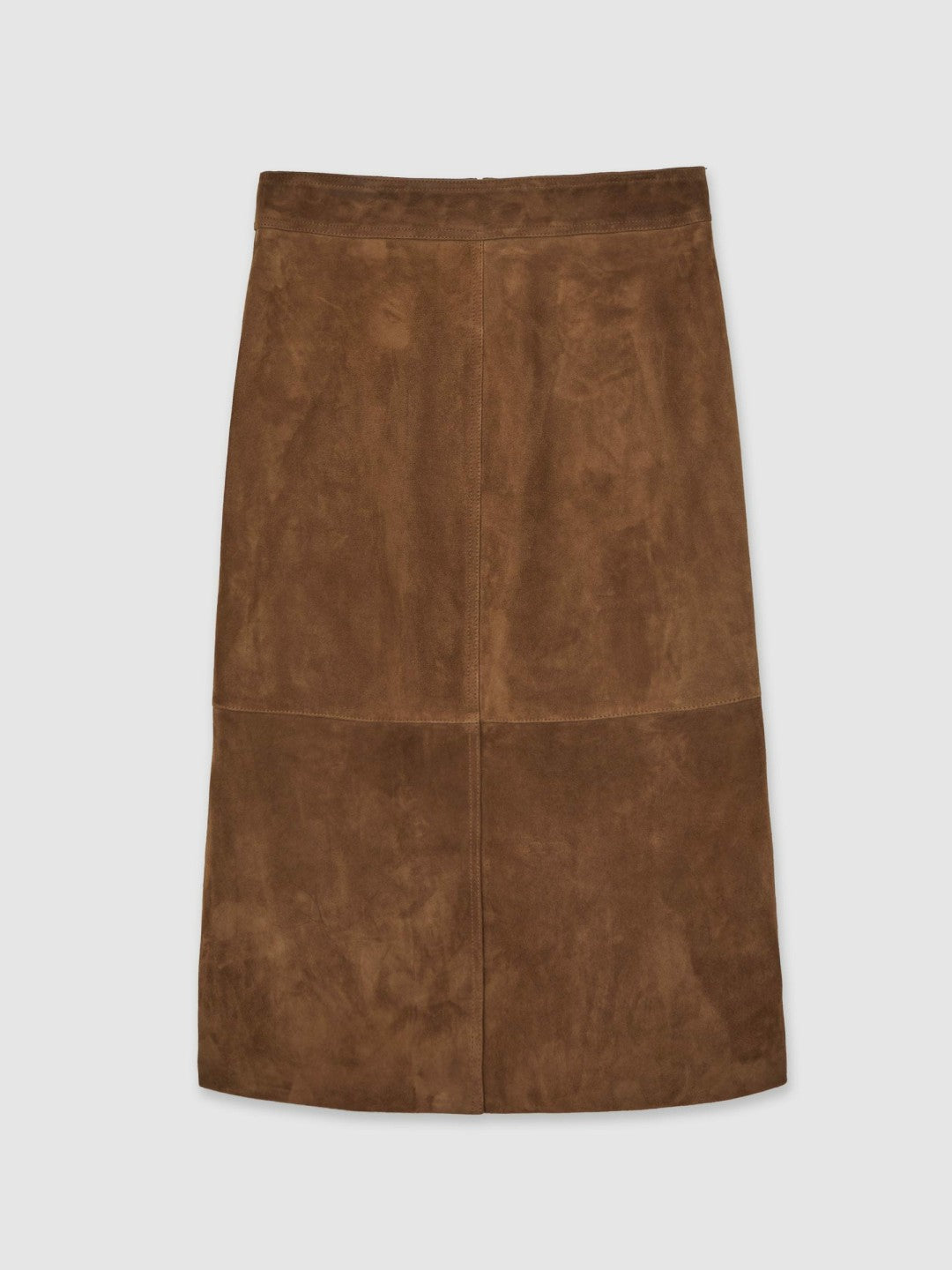 Suede Straight-Fit Midi Skirt in Tan Brown Women | Reiss