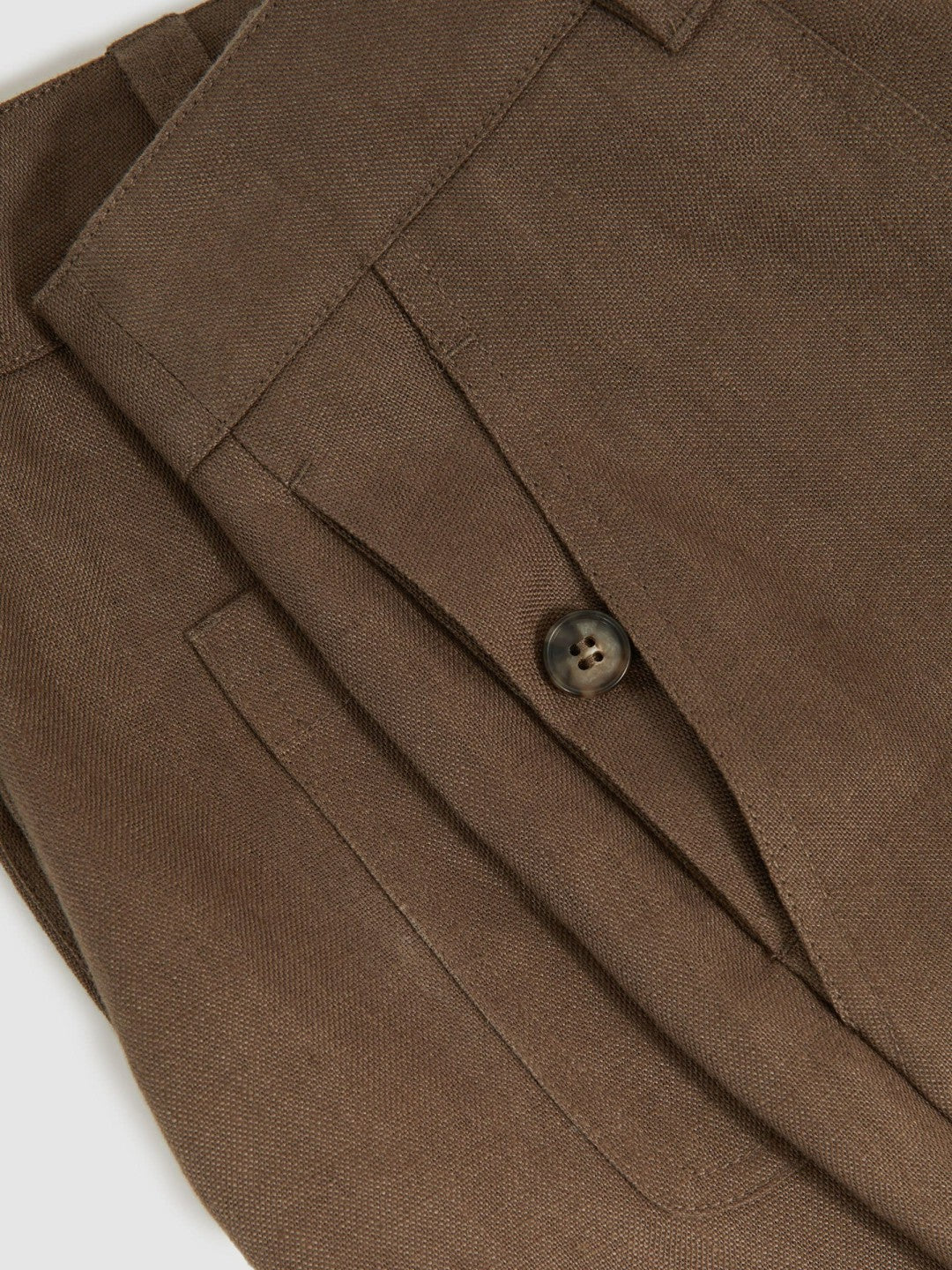 Petite Linen Wide Leg Trousers in Chocolate Brown Women | Reiss