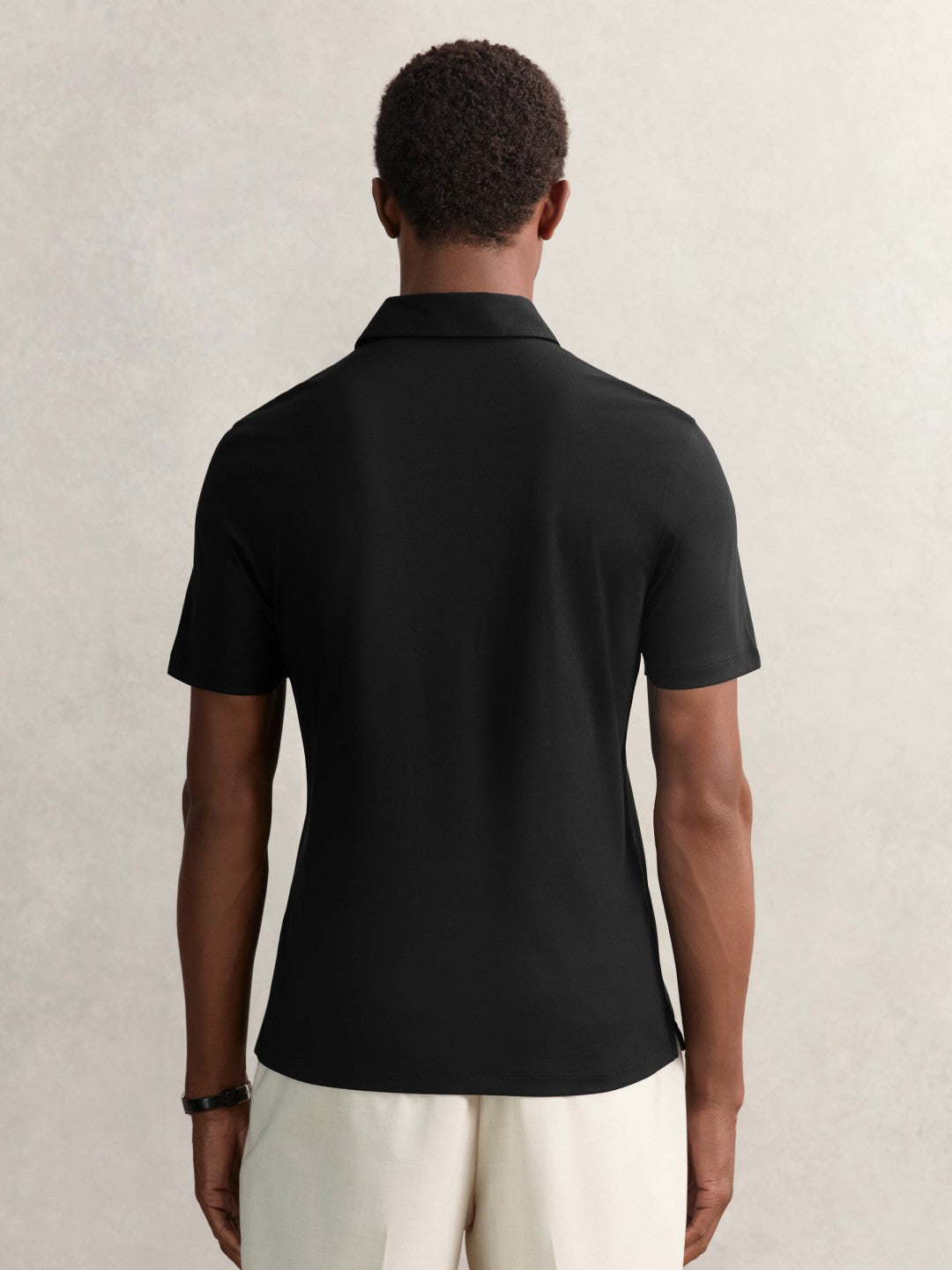 Cotton Short-Sleeve Polo Shirt in Black Men | Reiss