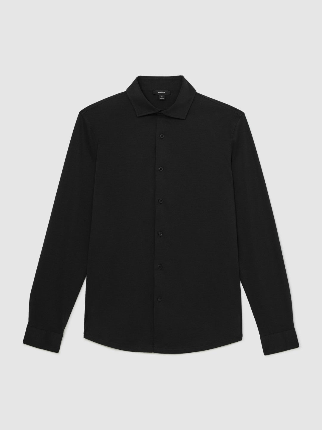 Cotton-Jersey Button-Through Shirt in Black Men | Reiss