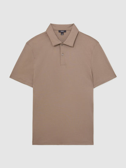 Cotton Short-Sleeve Polo Shirt in Taupe Brown Men | Reiss