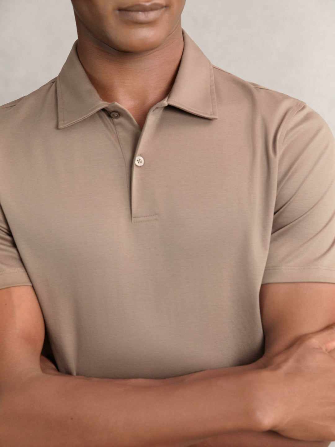 Cotton Short-Sleeve Polo Shirt in Taupe Brown Men | Reiss