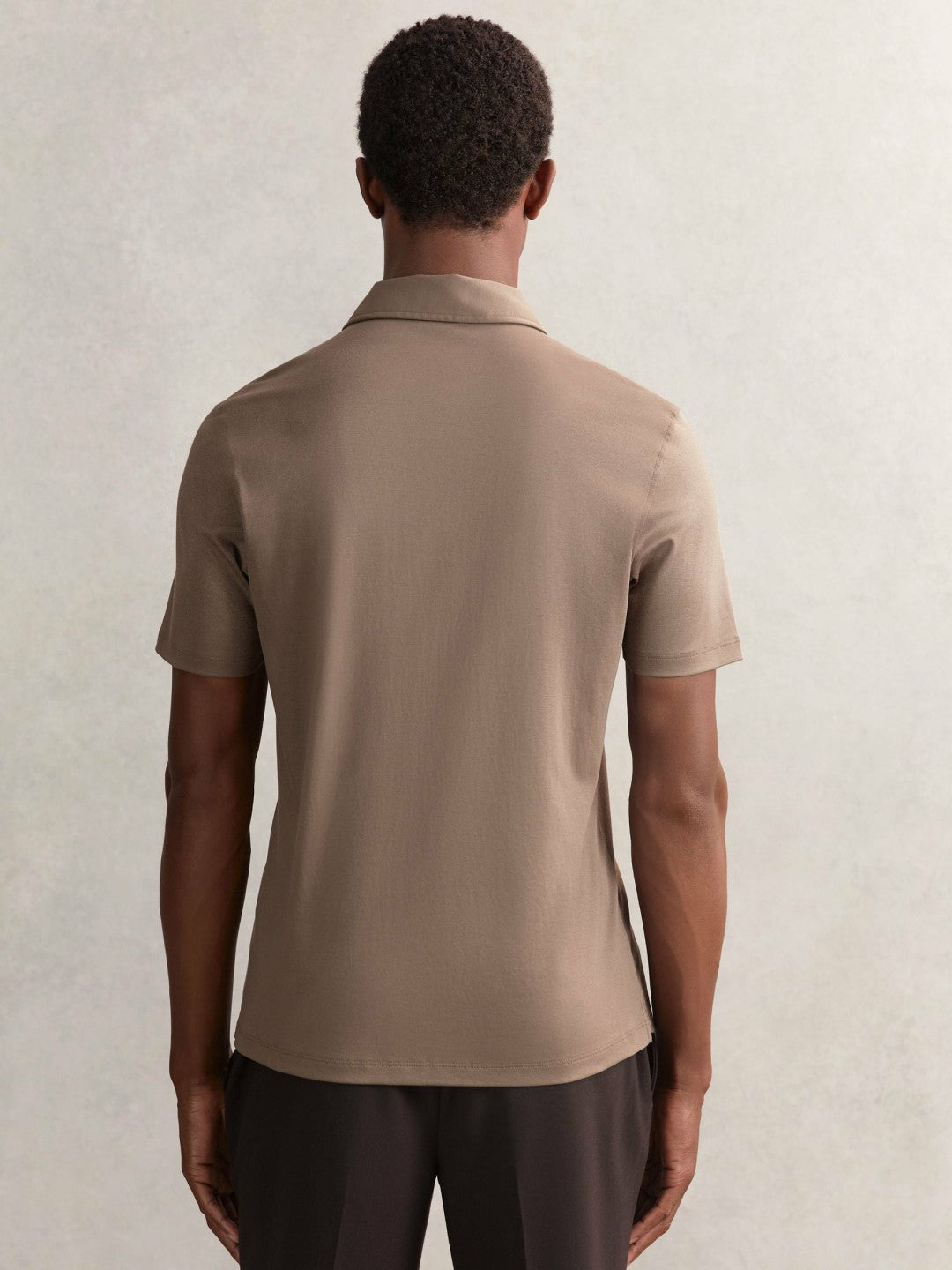 Cotton Short-Sleeve Polo Shirt in Taupe Brown Men | Reiss
