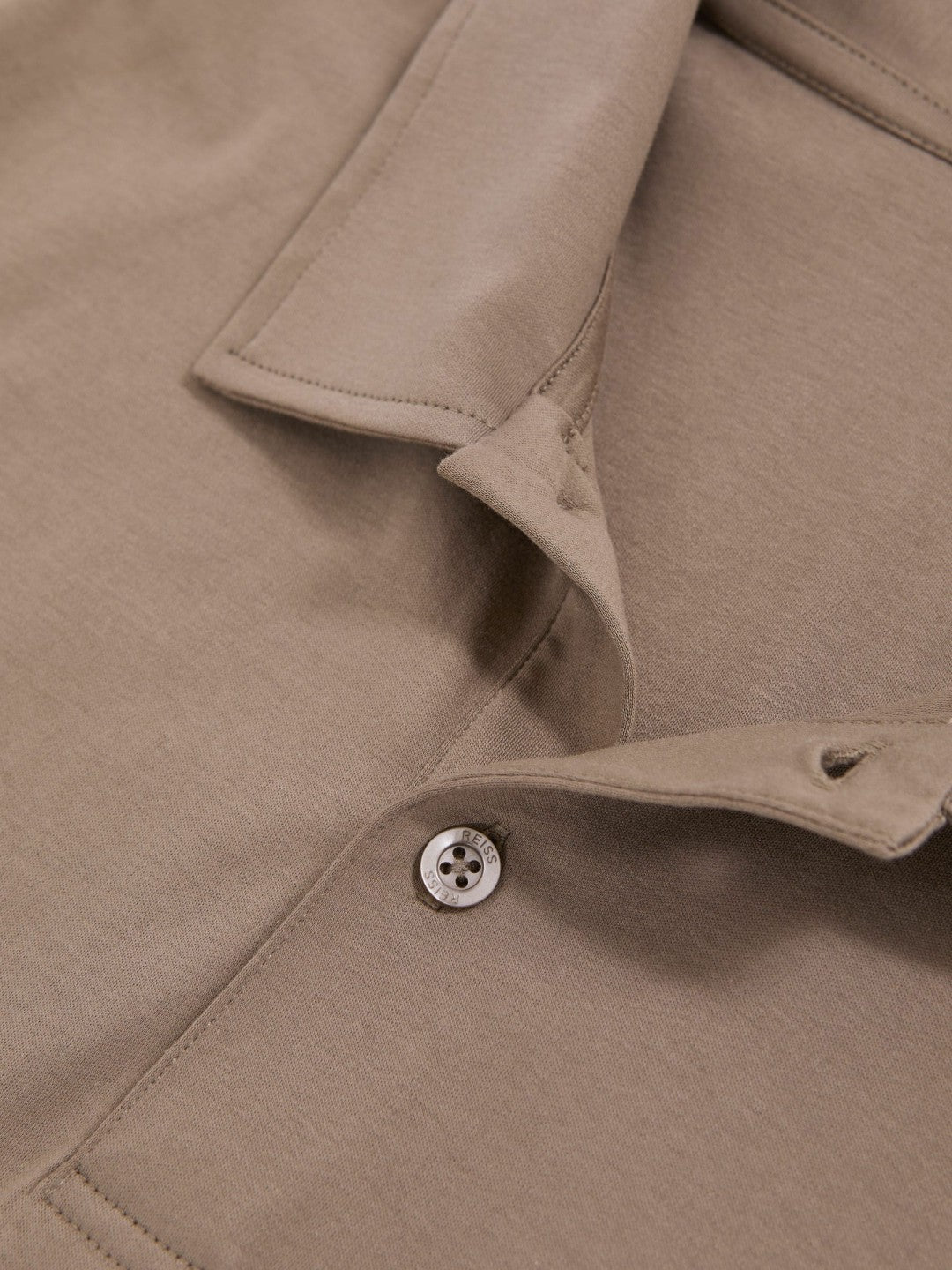 Cotton Short-Sleeve Polo Shirt in Taupe Brown Men | Reiss
