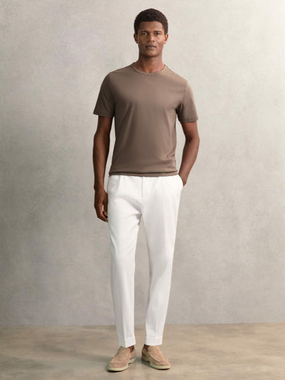 Airwater-Cotton Crew-Neck T-Shirt in Taupe Brown Men | Reiss
