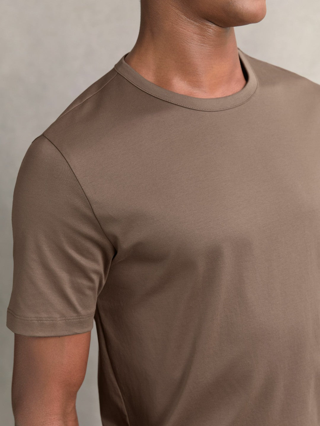 Airwater-Cotton Crew-Neck T-Shirt in Taupe Brown Men | Reiss