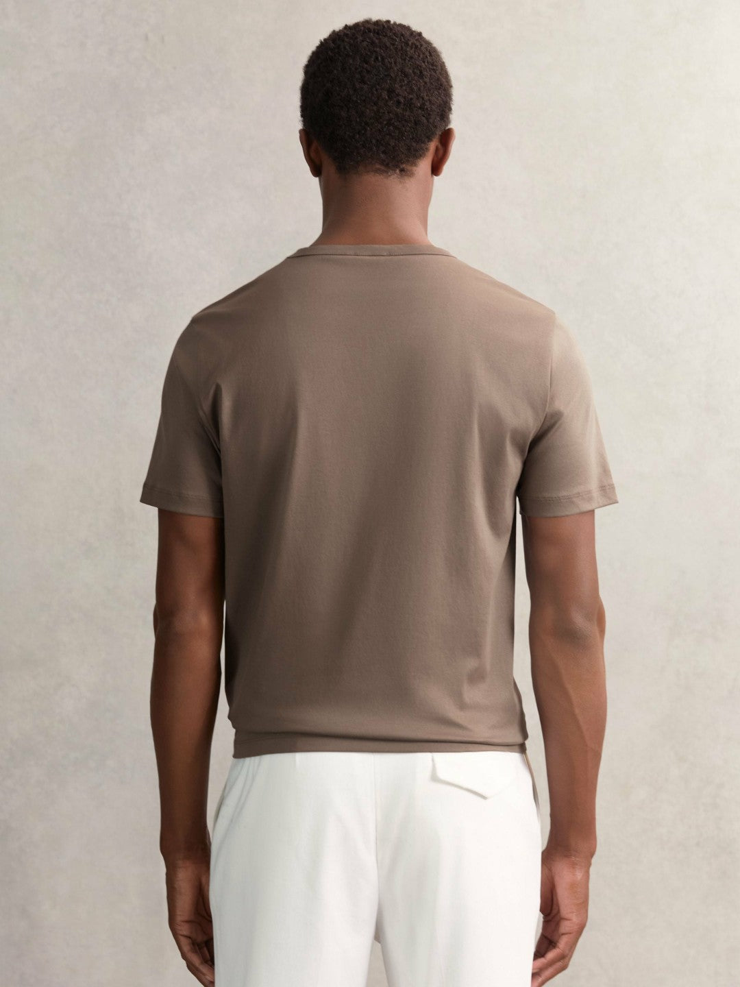 Airwater-Cotton Crew-Neck T-Shirt in Taupe Brown Men | Reiss