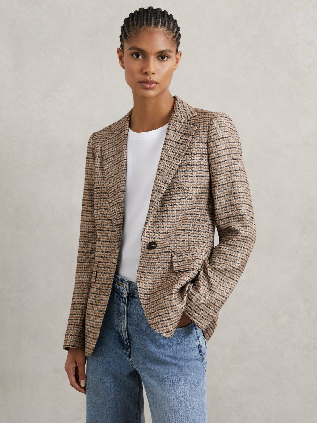 Jacket in Neutral Check Women | Reiss