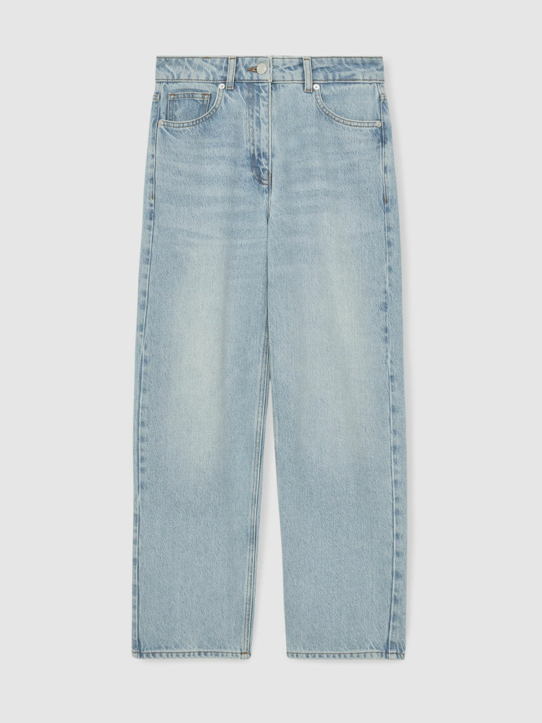Petite Mid-Rise Straight-Leg Jeans in Pale Blue Women | Reiss
