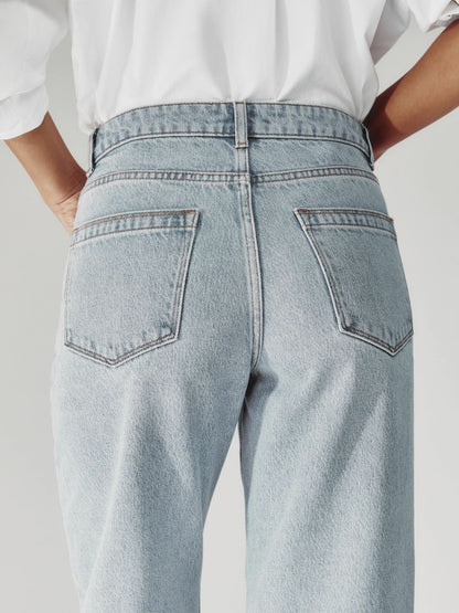 Petite Mid-Rise Straight-Leg Jeans in Pale Blue Women | Reiss