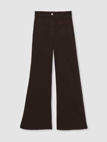 Petite Patch-Pocket Flared Jeans in Burgundy Women | Reiss