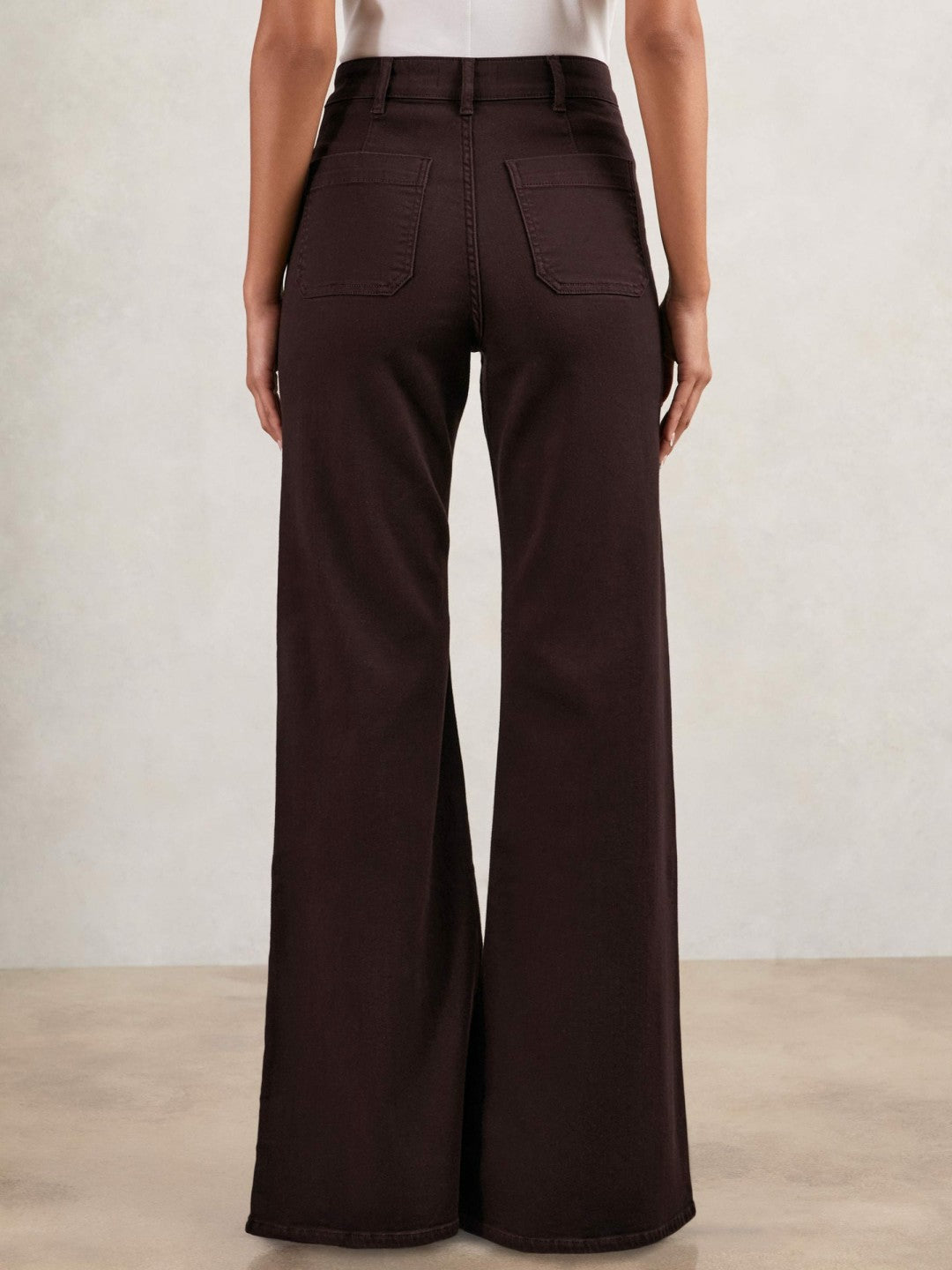 Petite Patch-Pocket Flared Jeans in Burgundy Women | Reiss