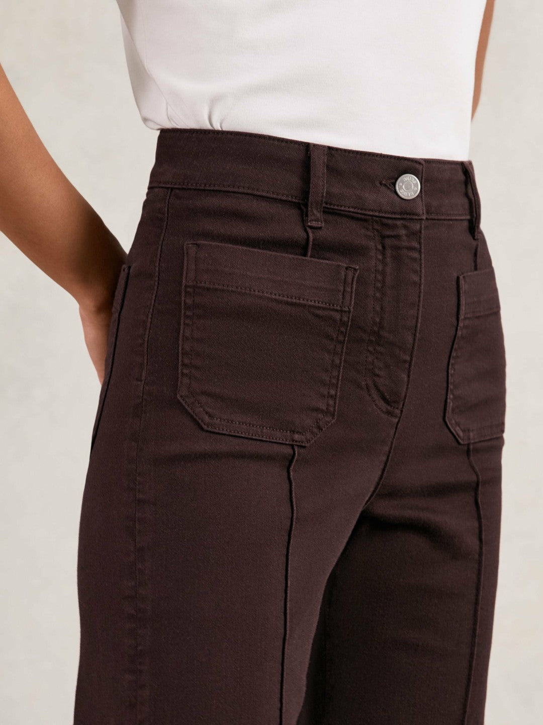 Petite Patch-Pocket Flared Jeans in Burgundy Women | Reiss