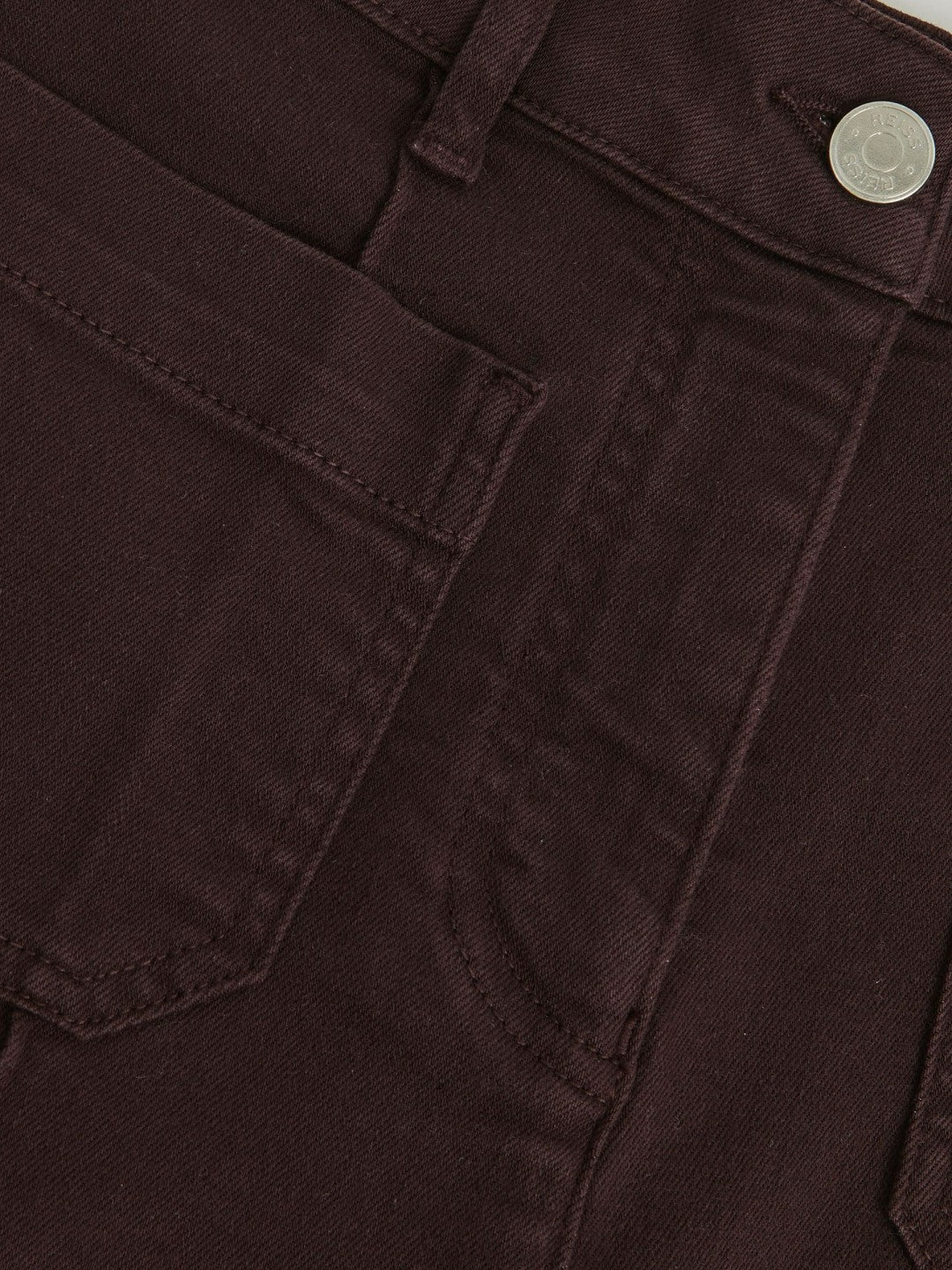 Petite Patch-Pocket Flared Jeans in Burgundy Women | Reiss