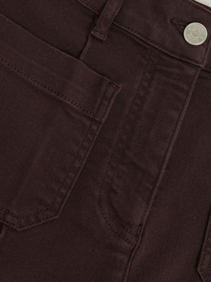 Petite Patch-Pocket Flared Jeans in Burgundy Women | Reiss
