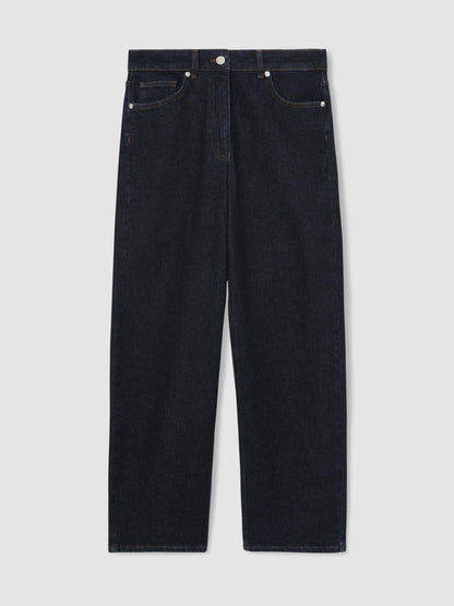 Petite Mid-Rise Straight-Leg Jeans in Dark Blue Women | Reiss