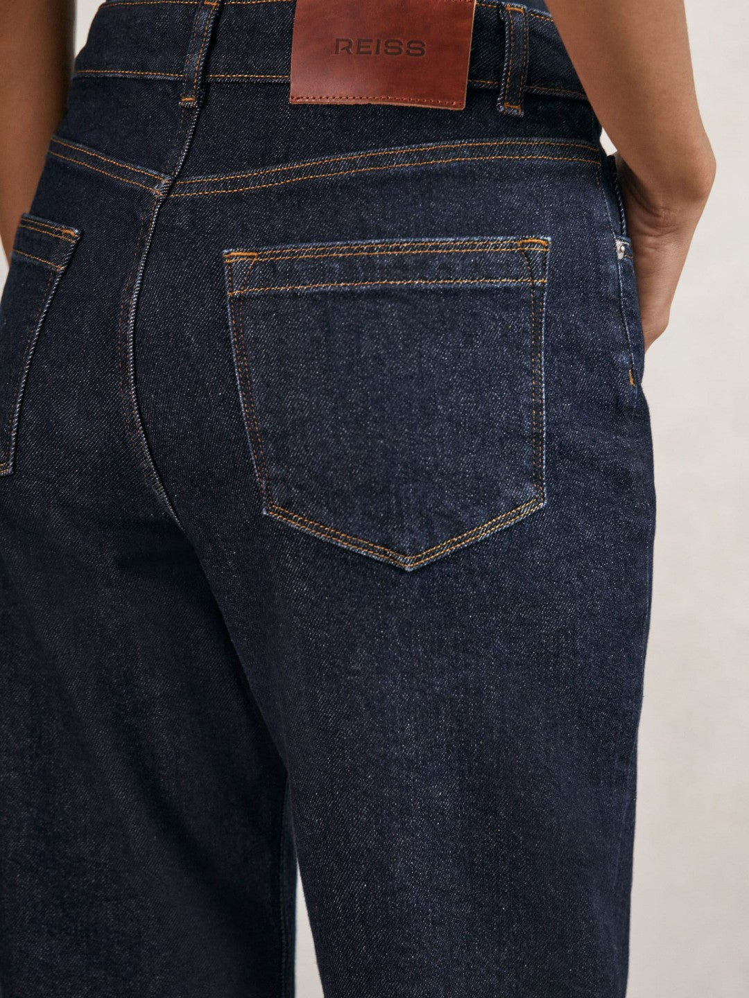 Petite Mid-Rise Straight-Leg Jeans in Dark Blue Women | Reiss