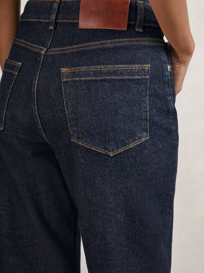 Petite Mid-Rise Straight-Leg Jeans in Dark Blue Women | Reiss