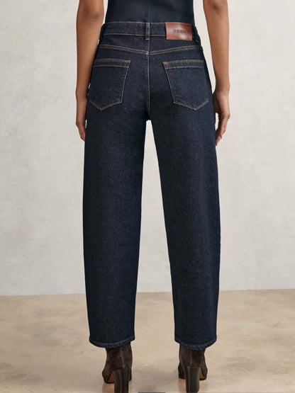 Petite Mid-Rise Straight-Leg Jeans in Dark Blue Women | Reiss