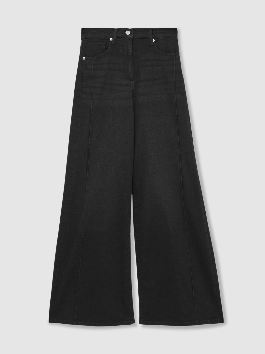 Petite Stretch-Cotton Wide-Leg Jeans in Black Women | Reiss