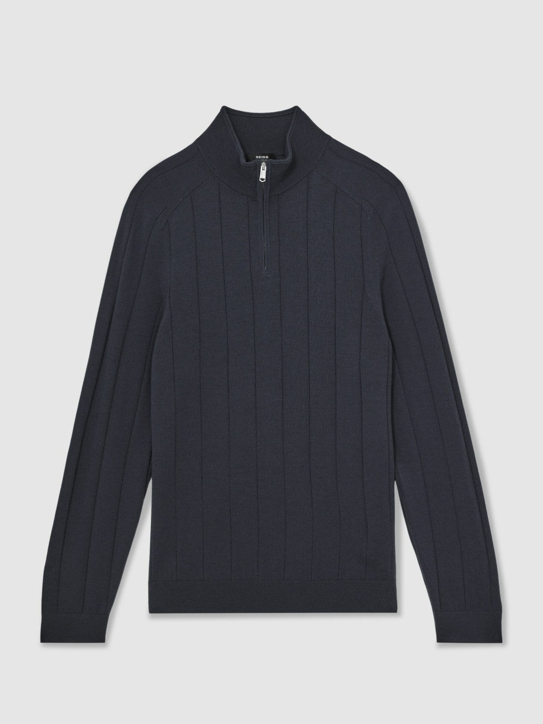 Merino Wool Wide-Rib Half-Zip Jumper in Airforce Blue Men | Reiss