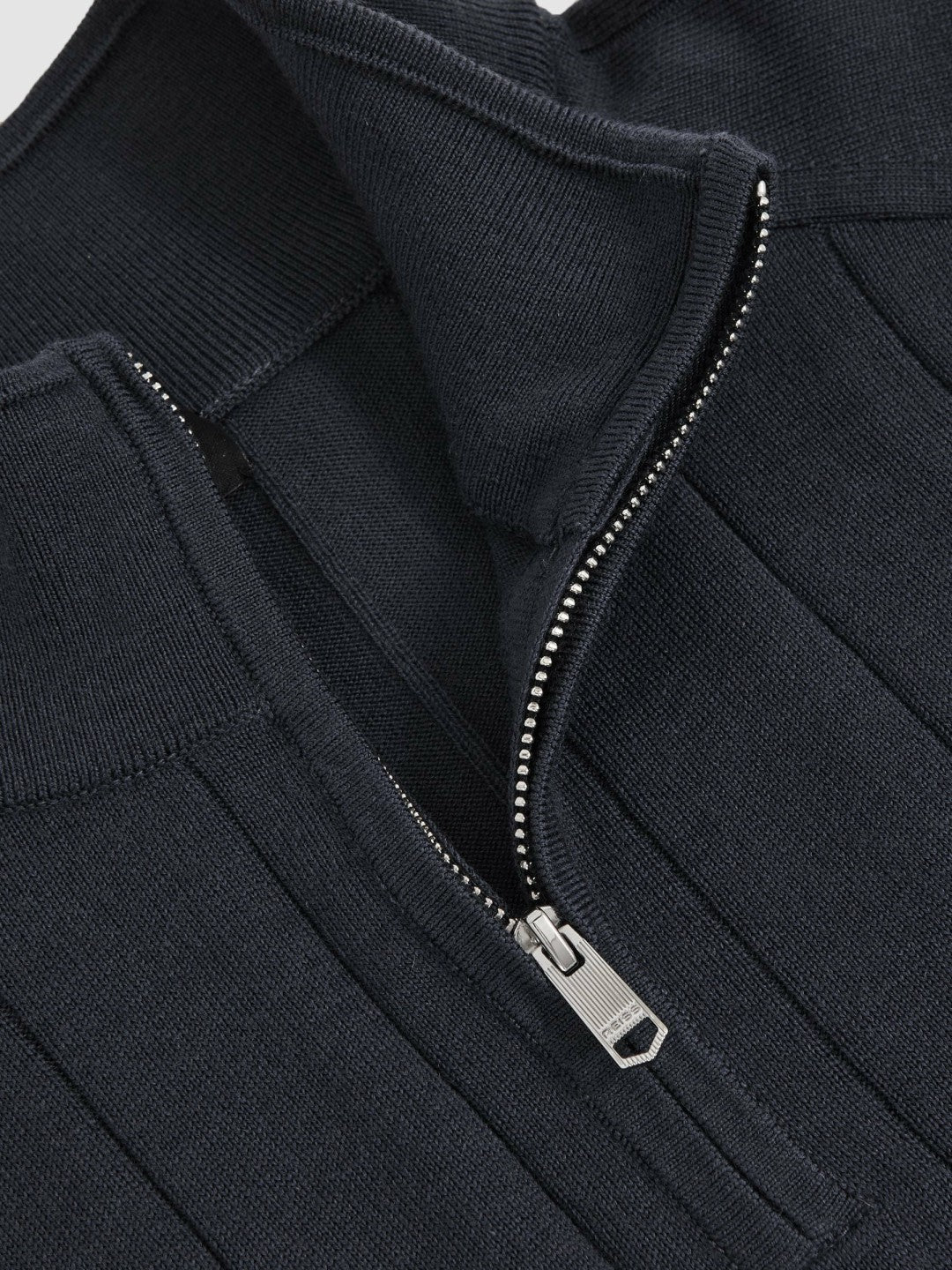Merino Wool Wide-Rib Half-Zip Jumper in Airforce Blue Men | Reiss