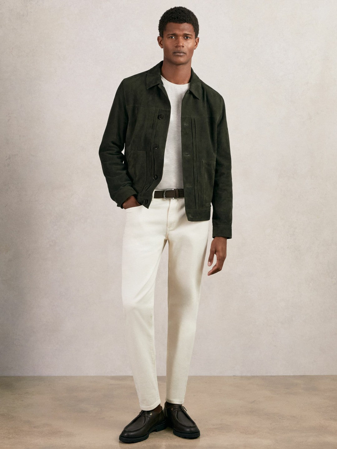 Suede Worker Jacket in Dark Green Men | Reiss