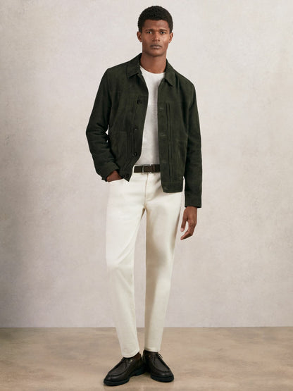 Suede Worker Jacket in Dark Green Men | Reiss