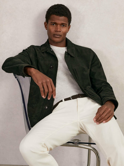 Suede Worker Jacket in Dark Green Men | Reiss