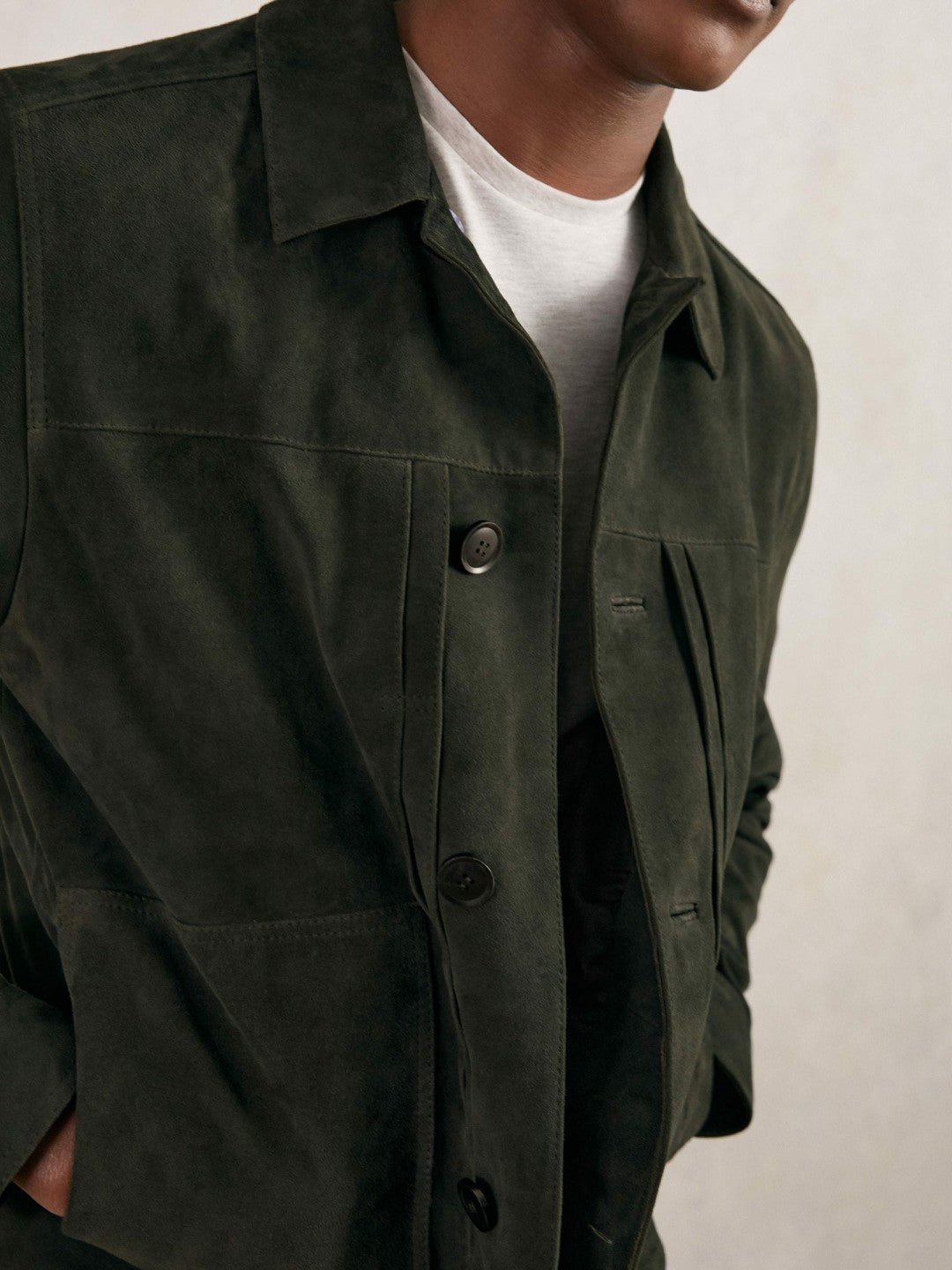 Suede Worker Jacket in Dark Green Men | Reiss