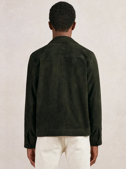 Suede Worker Jacket in Dark Green Men | Reiss