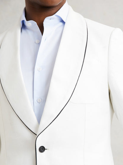 Single-Breasted Blazer with Linen in Ivory White Men | Reiss