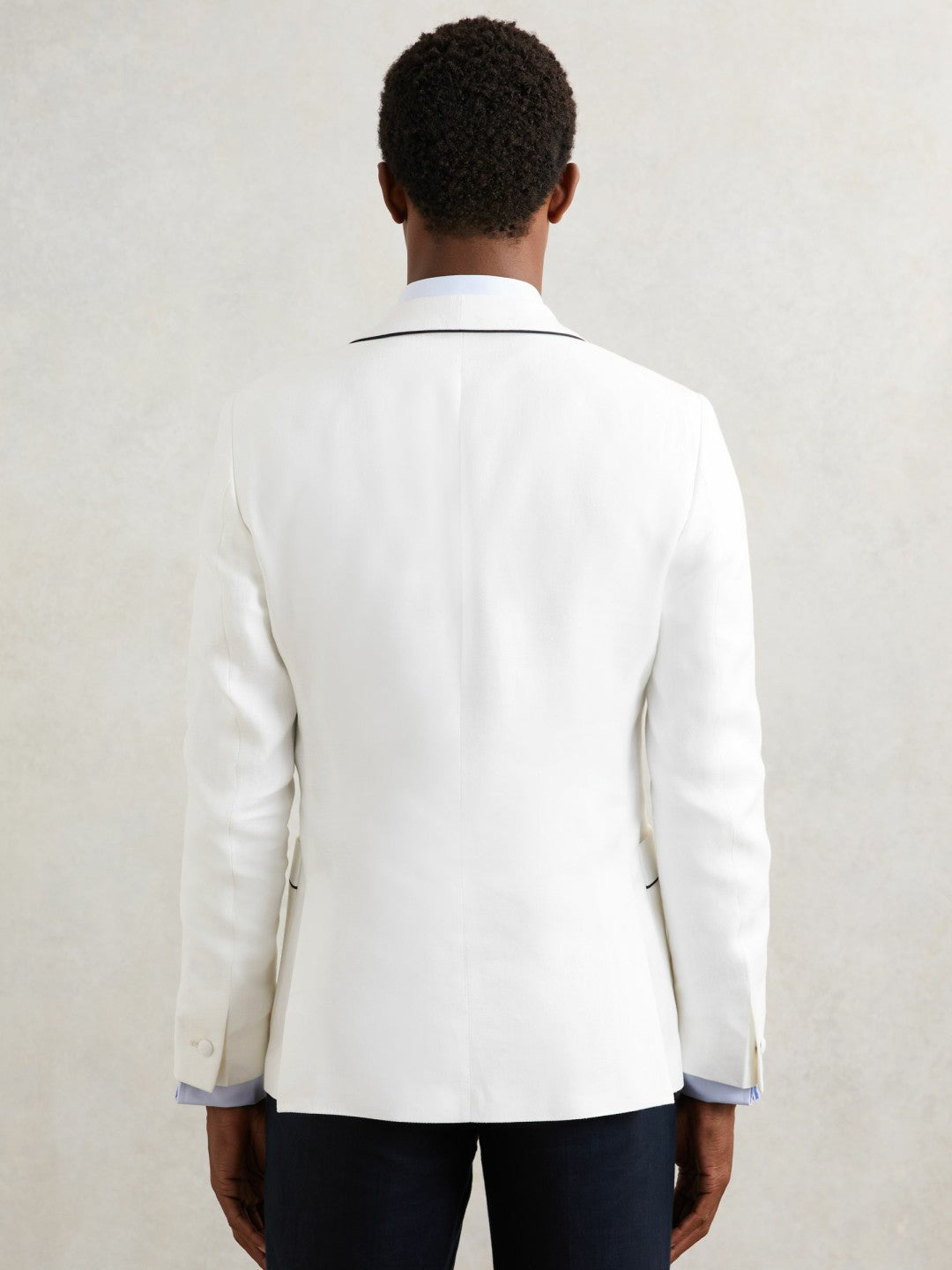 Single-Breasted Blazer with Linen in Ivory White Men | Reiss