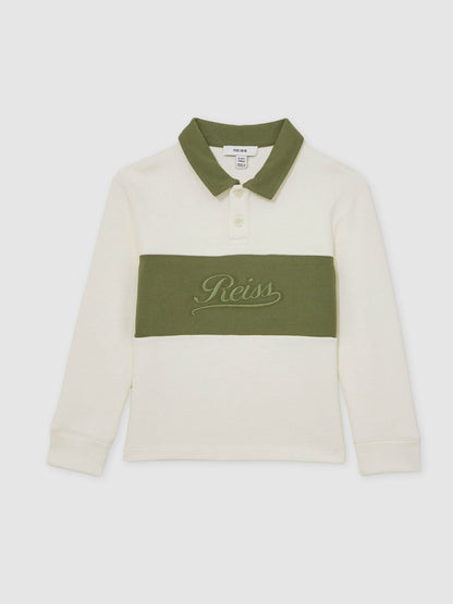 9-13 yrs Cotton Logo-Embroidery Rugby Polo Shirt in Forset Green/White Children & Baby | Reiss
