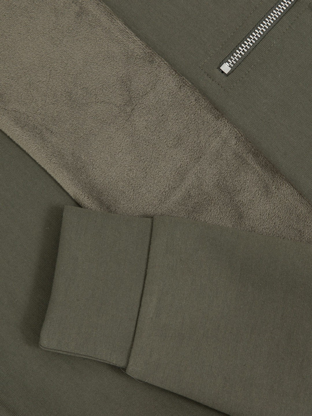 9-13 yrs Slim Fit Half-Zip Funnel Neck Velour Sweatshirt in Dark Sage Green Children & Baby | Reiss