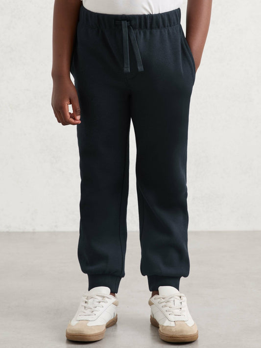 Cotton-Blend Textured Cuffed Joggers in Navy Children & Baby | Reiss
