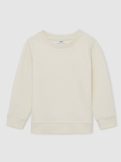 9-13 yrs Cotton-Blend Textured Sweatshirt in Off White Children & Baby | Reiss