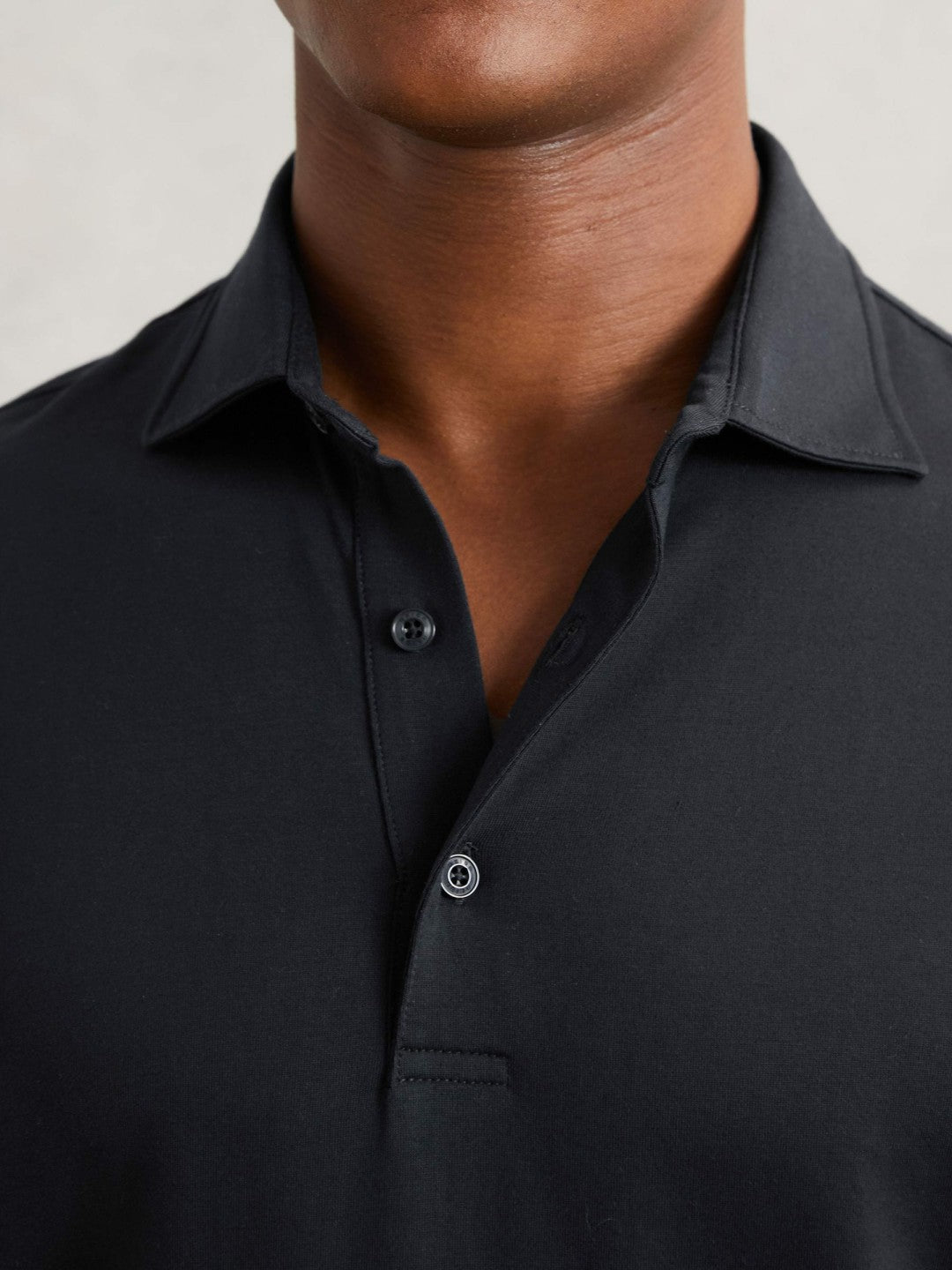 Cotton-Jersey Long Sleeve Polo Shirt in Navy Men | Reiss