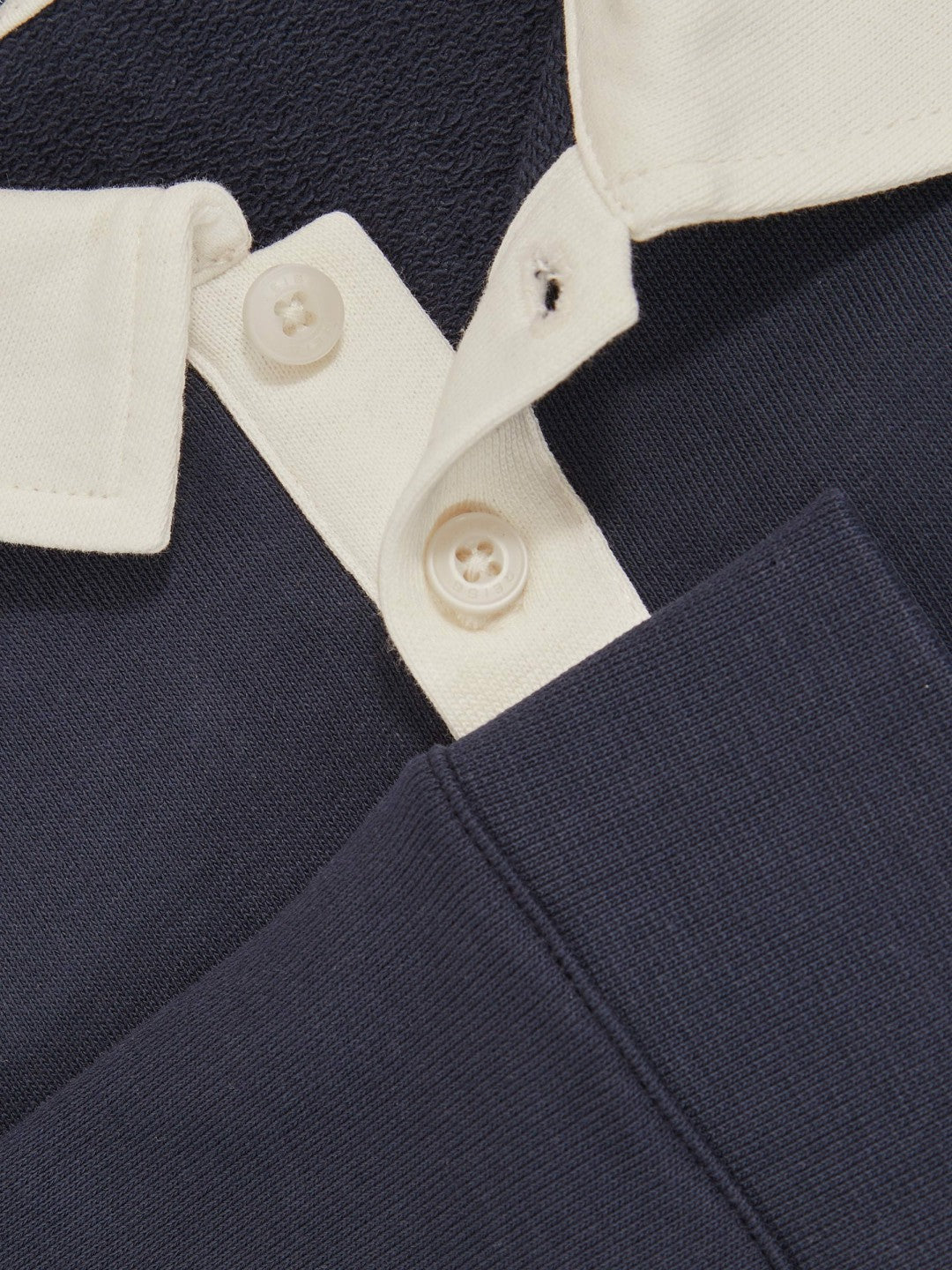 Cotton Half-Button Rugby Polo Shirt in Navy/White Children & Baby | Reiss