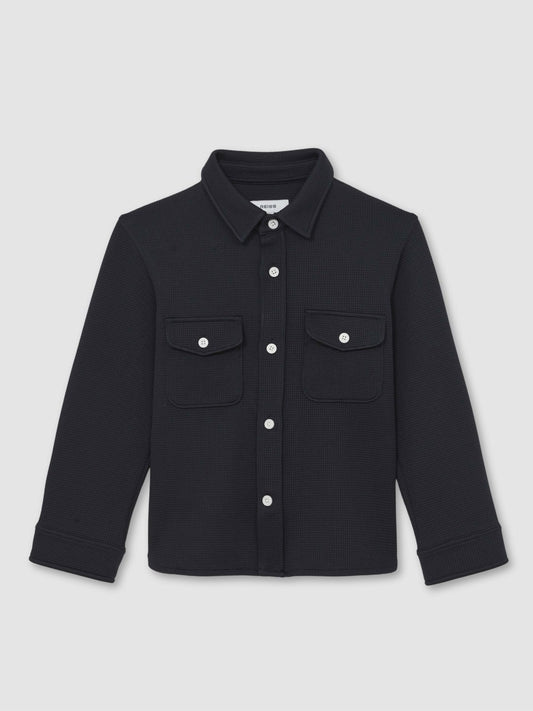 13-14 yrs Waffle-Textured Twin-Pocket Overshirt in Navy Children & Baby | Reiss