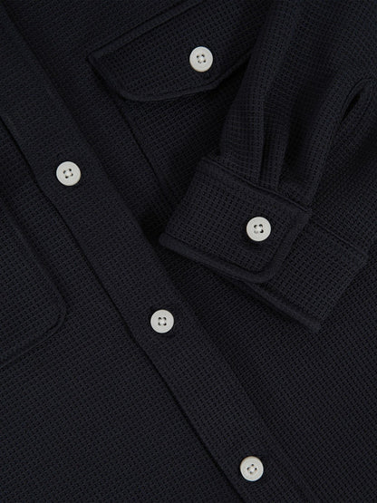13-14 yrs Waffle-Textured Twin-Pocket Overshirt in Navy Children & Baby | Reiss
