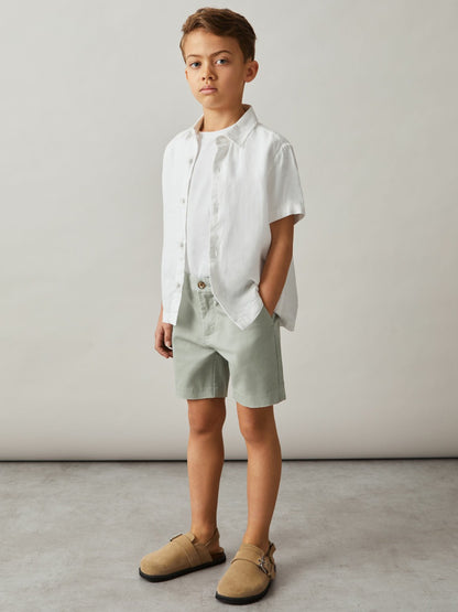 3-9 yrs Cotton Chino Shorts with Stretch in Pistachio Children & Baby | Reiss