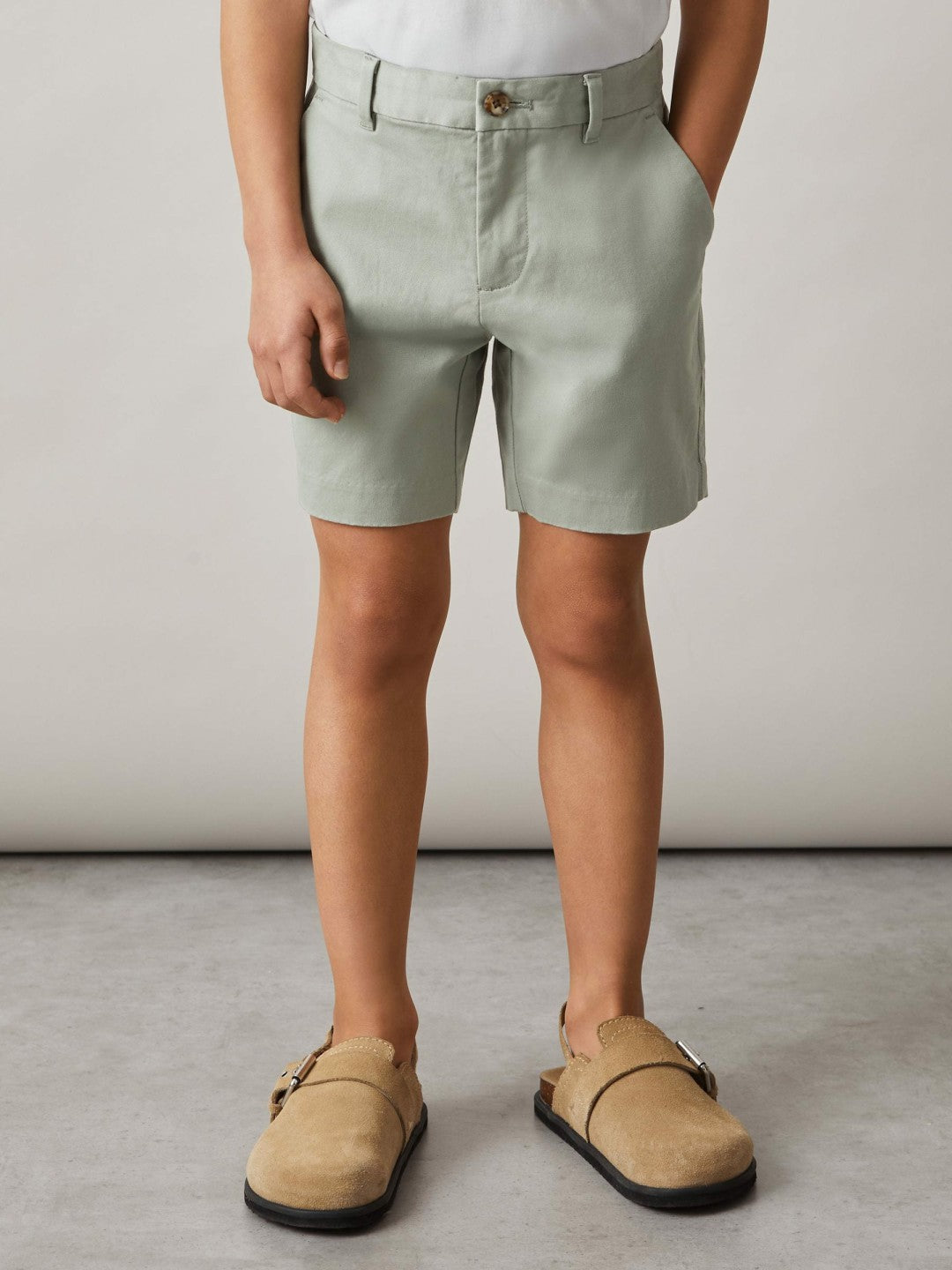 3-9 yrs Cotton Chino Shorts with Stretch in Pistachio Children & Baby | Reiss