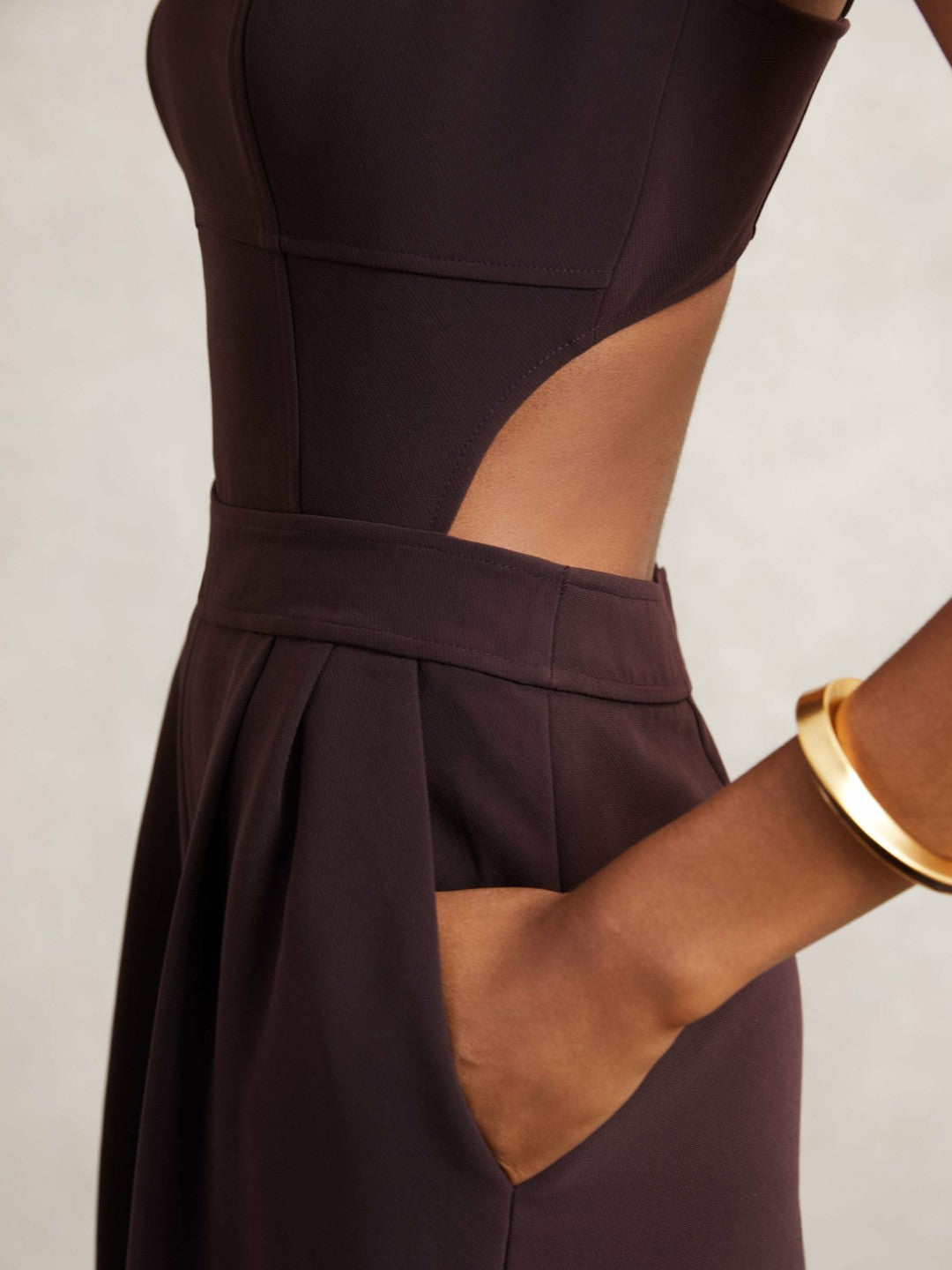 Wide-Leg Cut-Out Jumpsuit in Burgundy Women | Reiss