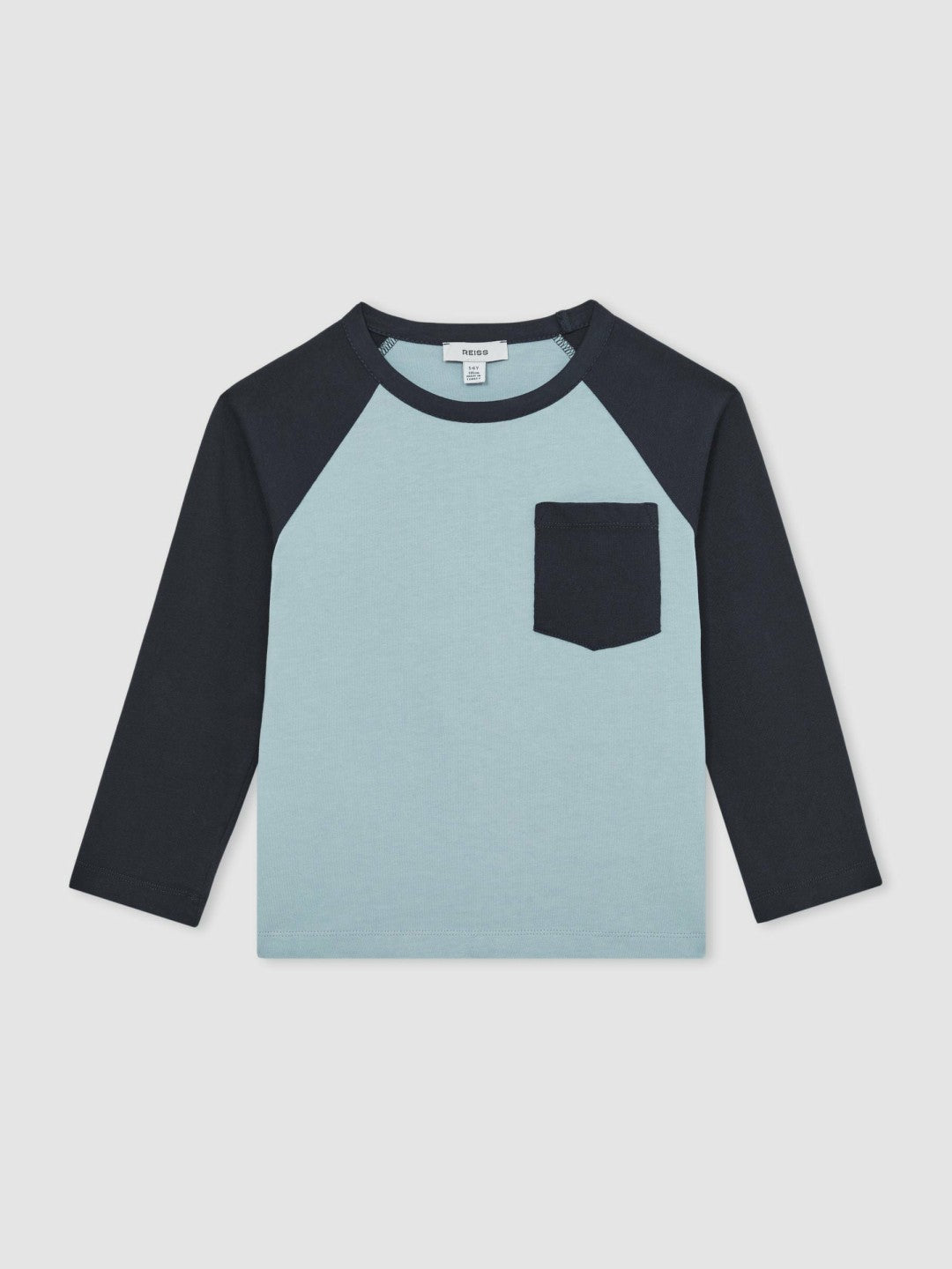 13-14 yrs Cotton Colour-Block Long-Sleeve T-Shirt in Navy Blue Children & Baby | Reiss