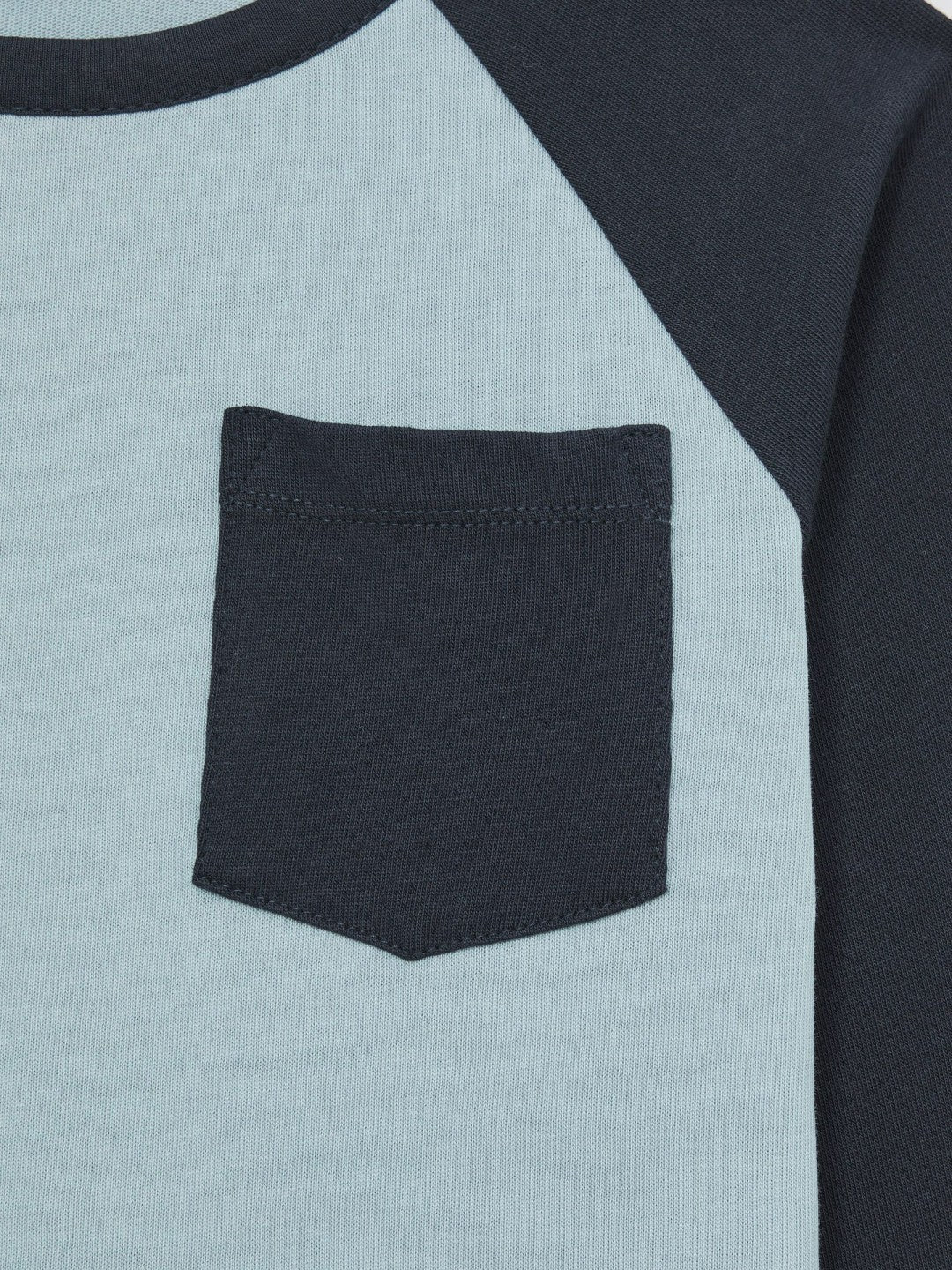 13-14 yrs Cotton Colour-Block Long-Sleeve T-Shirt in Navy Blue Children & Baby | Reiss